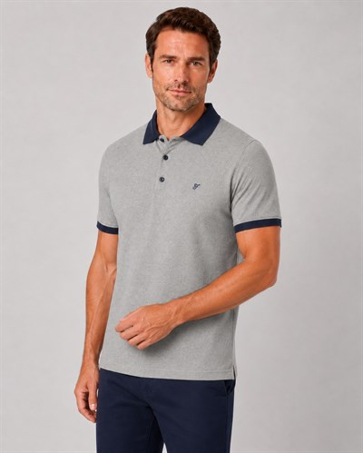 Comfort Fit Rahat Kalıp %100 Pamuk Kıvrılmaz Yaka Bej Lacivert Polo Yaka Tişört TS 931