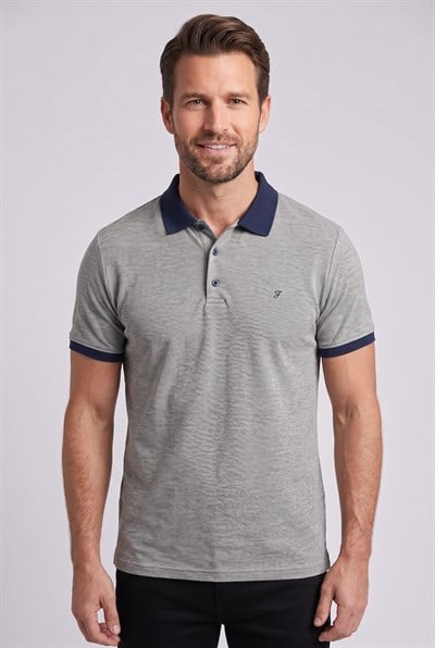 Comfort Fit Rahat Kalıp %100 Pamuk Kıvrılmaz Yaka Bej Lacivert Polo Yaka Tişört TS 931