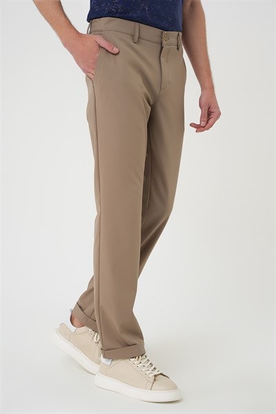 Comfort Fit Rahat Kalıp Beli Lastikli Bej Jogger Pantolon  P 1185