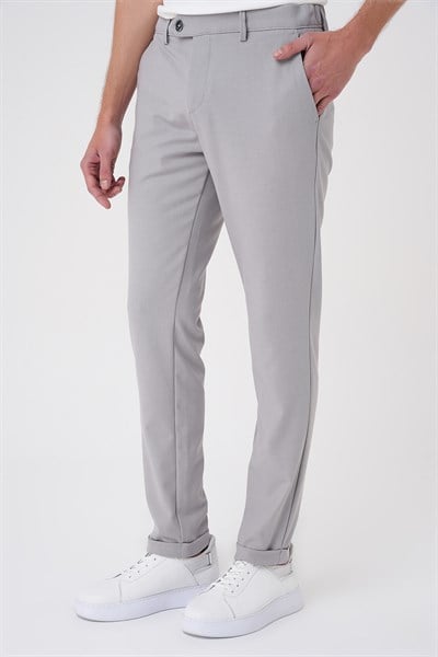 Comfort Fit Rahat Kalıp Beli Lastikli Dokulu Gri Jogger Pantolon  P 1186