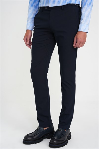 Comfort Fit Rahat Kalıp Beli Lastikli Yandan Tokalı Esnek Lacivert Jogger Pantolon P 1178