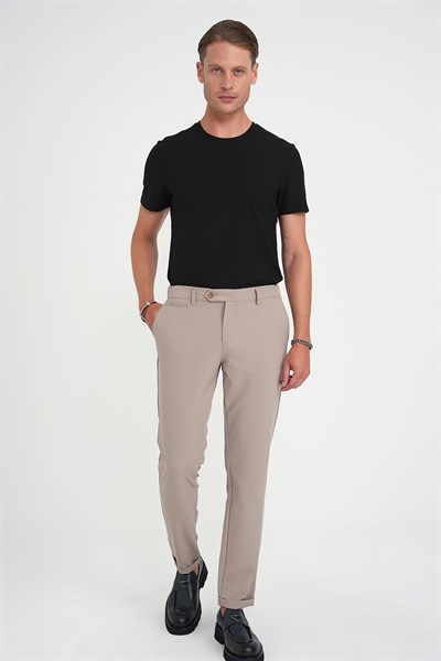 Comfort Fit Rahat Kalıp Beli Lastikli Esnek Vizon Spor Pantolon P 1189