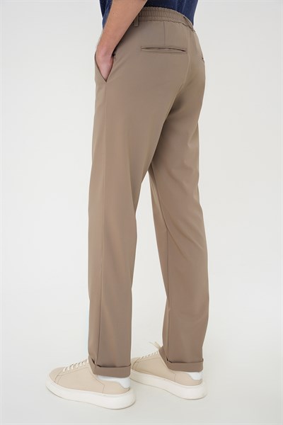 Comfort Fit Rahat Kalıp Beli Lastikli Bej Jogger Pantolon  P 1185