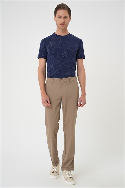 Comfort Fit Rahat Kalıp Beli Lastikli Bej Jogger Pantolon  P 1185