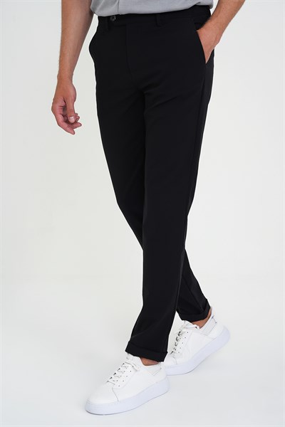 Comfort Fit Rahat Kalıp Beli Lastikli Esnek Siyah Spor Pantolon P 1189