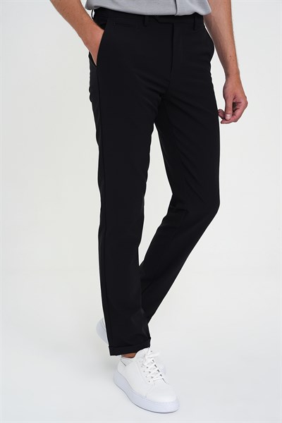 Comfort Fit Rahat Kalıp Beli Lastikli Esnek Siyah Spor Pantolon P 1189