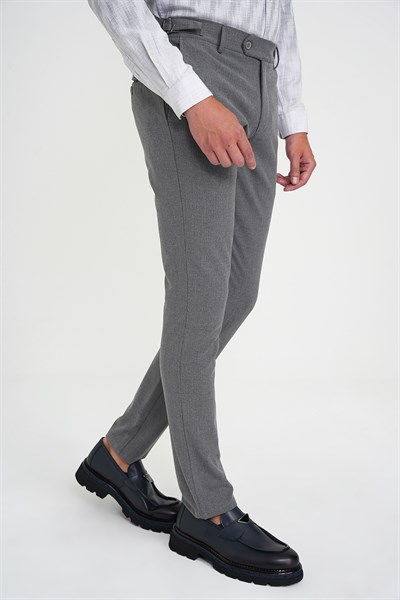 Comfort Fit Rahat Kalıp Beli Lastikli Yandan Tokalı Esnek Açık Gri Jogger Pantolon P 1178