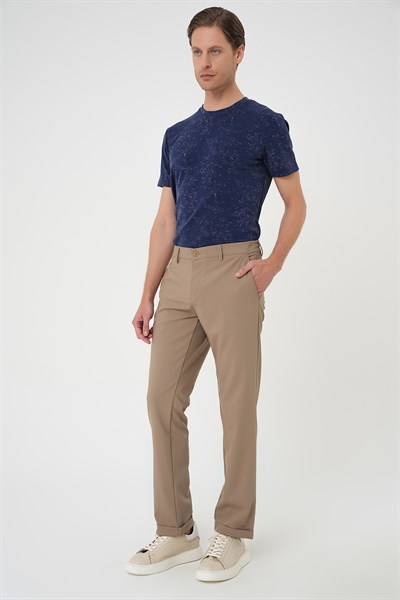 Comfort Fit Rahat Kalıp Beli Lastikli Bej Jogger Pantolon  P 1185