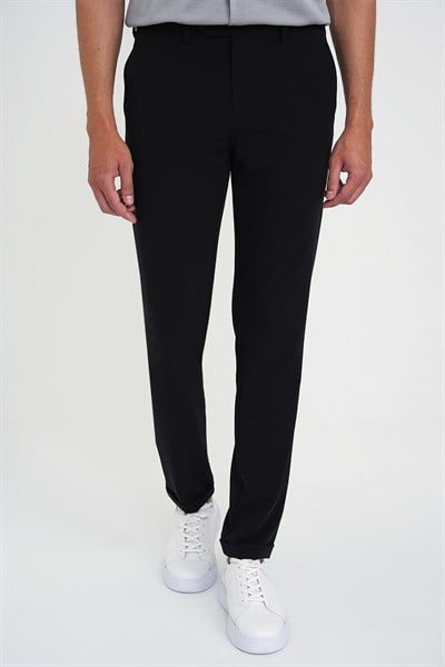 Comfort Fit Rahat Kalıp Beli Lastikli Esnek Siyah Spor Pantolon P 1189