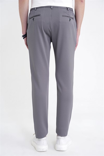 Comfort Fit Rahat Kalıp Beli Lastikli Armürlü Dokuma Esnek Pamuklu Gri Jogger Pantolon P 1217