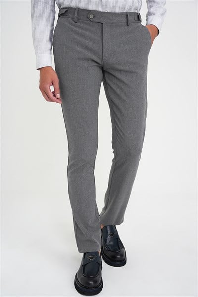 Comfort Fit Rahat Kalıp Beli Lastikli Yandan Tokalı Esnek Açık Gri Jogger Pantolon P 1178