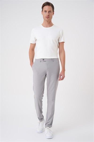 Comfort Fit Rahat Kalıp Beli Lastikli Dokulu Gri Jogger Pantolon  P 1186