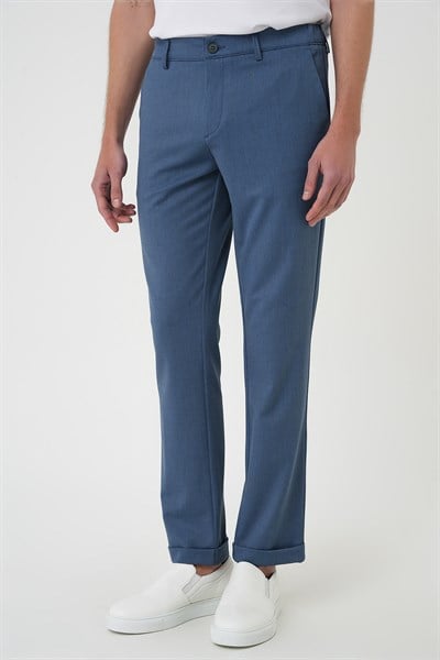 Comfort Fit Rahat Kalıp Beli Lastikli İndigo Jogger Pantolon  P 1183