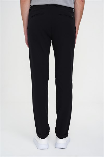 Comfort Fit Rahat Kalıp Beli Lastikli Esnek Siyah Spor Pantolon P 1189