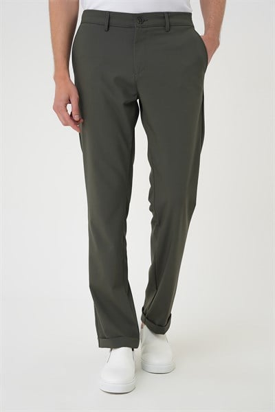 Comfort Fit Rahat Kalıp Beli Lastikli Haki Jogger Pantolon  P 1185