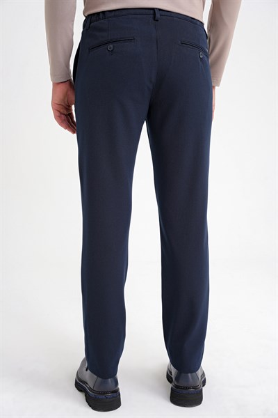 Comfort Fit Rahat Kalıp Beli Lastikli Esnek Pamuklu Düz Lacivert Pantolon P 1200
