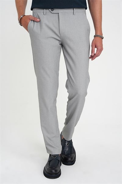 Comfort Fit Rahat Kalıp Beli Lastikli Dokulu Gri Jogger Pantolon  P 1192