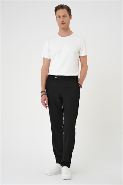 Comfort Fit Rahat Kalıp Beli Lastikli Siyah Jogger Pantolon  P 1179