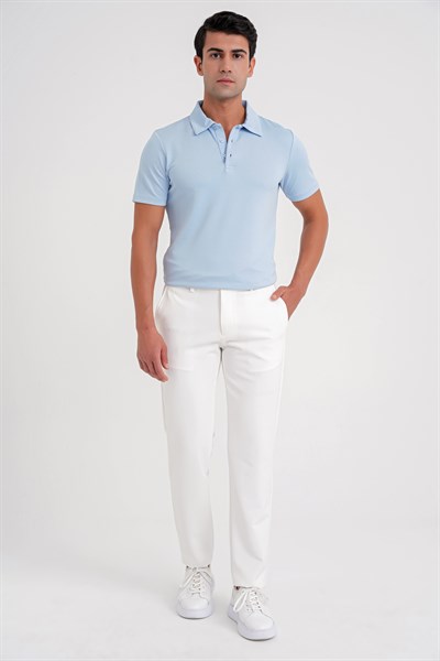 Comfort Fit Rahat Kalıp Beli Lastikli Esnek Pamuklu Beyaz Jogger Pantolon P 1195