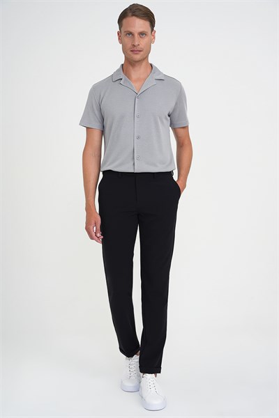 Comfort Fit Rahat Kalıp Beli Lastikli Esnek Siyah Spor Pantolon P 1189