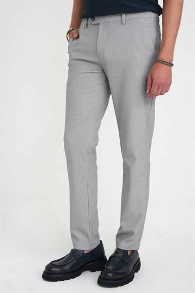 Comfort Fit Rahat Kalıp Beli Lastikli Dokulu Gri Jogger Pantolon  P 1192