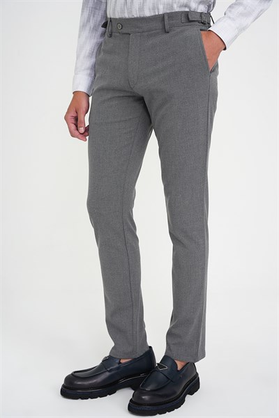 Comfort Fit Rahat Kalıp Beli Lastikli Yandan Tokalı Esnek Açık Gri Jogger Pantolon P 1178