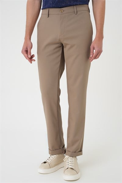 Comfort Fit Rahat Kalıp Beli Lastikli Bej Jogger Pantolon  P 1185