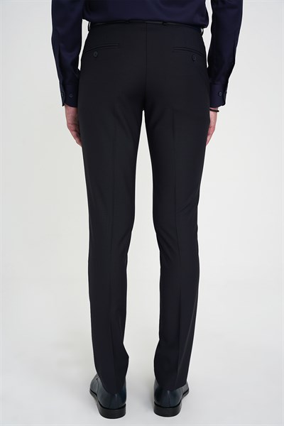 Comfort Fit Rahat Kalıp Esnek %97 Yün Klasik Düz Lacivert Kumaş Pantolon P 1191