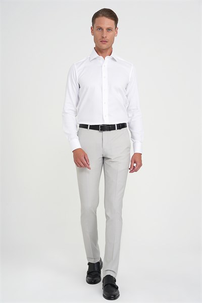 Comfort Fit Rahat Kalıp Esnek %97 Yün Klasik Düz Taş Kumaş Pantolon P 1191