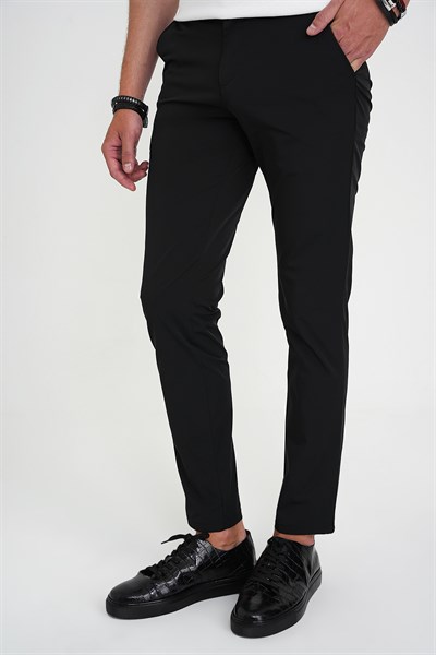 Comfort Fit Rahat Kalıp Esnek Pamuklu Spor Siyah Pantolon P 1190
