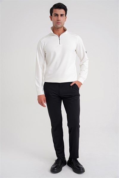 Comfort Fit Rahat Kalıp Esnek Spandex Kumaş Düz Siyah Jogger Pantolon P 1187