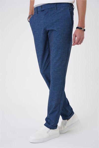 Comfort Fit Rahat Kalıp Kırçıllı Beli Lastikli Gece Mavisi Jogger Pantolon P 1176