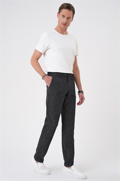 Comfort Fit Rahat Kalıp Kırçıllı Beli Lastikli Siyah Jogger Pantolon P 1176