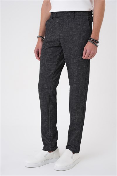 Comfort Fit Rahat Kalıp Kırçıllı Beli Lastikli Siyah Jogger Pantolon P 1176
