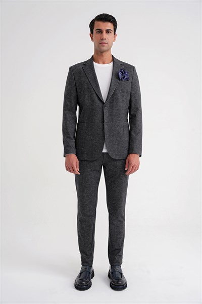 Comfort Fit Rahat Kalıp Kırçıllı Beli Lastikli Siyah-1 Jogger Pantolon P 1176