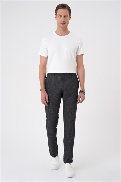 Comfort Fit Rahat Kalıp Kırçıllı Beli Lastikli Siyah Jogger Pantolon P 1176