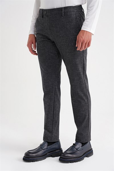 Comfort Fit Rahat Kalıp Kırçıllı Beli Lastikli Siyah-1 Jogger Pantolon P 1176