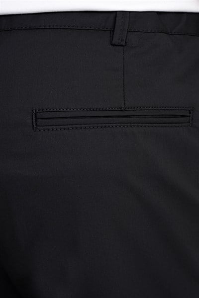Comfort Fit Rahat Kalıp Yan Cep Beli Lastikli %97 Pamuk Siyah Pantolon P 1214