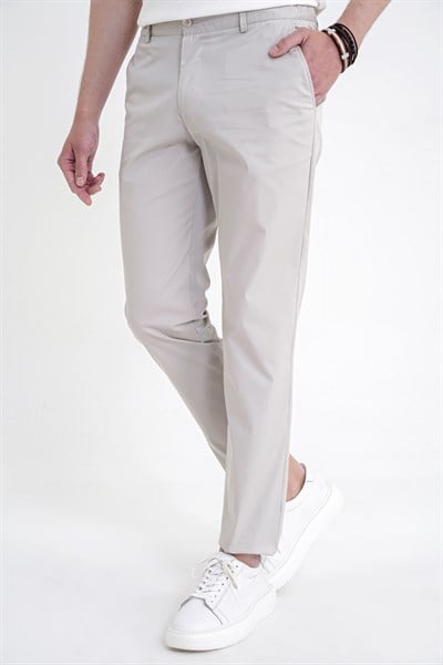 Comfort Fit Rahat Kalıp Yan Cep Beli Lastikli %97 Pamuk Taş Pantolon P 1214