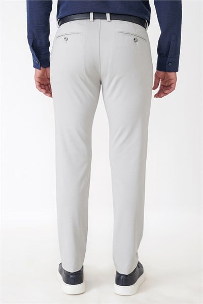 Comfort Fit Rahat Kalıp Yan Cep Pamuklu Dokulu Gri Pantolon P 1219