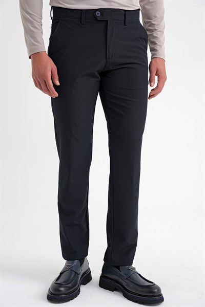 Comfort Fit Rahat Kalıp Yan Cepli Esnek Pamuklu Düz Lacivert Pantolon P 1201