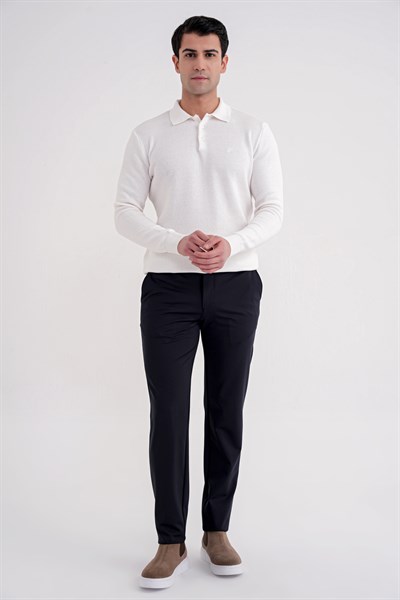 Comfort Fit Rahat Kalıp Yan Cepli Esnek Pamuklu Lacivert Pantolon P 1207
