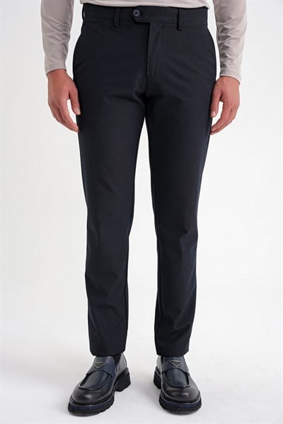 Comfort Fit Rahat Kalıp Yan Cepli Esnek Pamuklu Düz Lacivert Pantolon P 1201