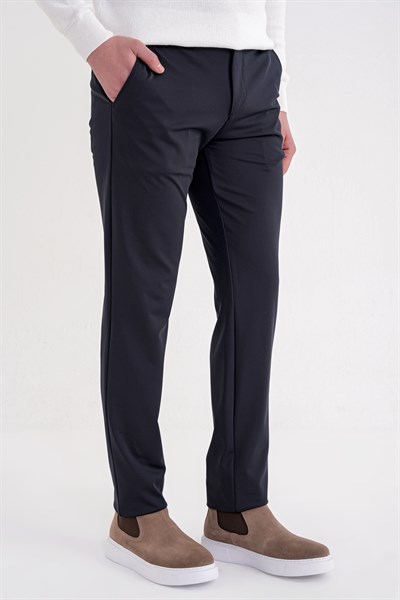 Comfort Fit Rahat Kalıp Yan Cepli Esnek Pamuklu Lacivert Pantolon P 1207