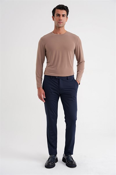 Comfort Fit Rahat Kalıp Yan Cepli Esnek Pamuklu Lacivert Pantolon P 1203 