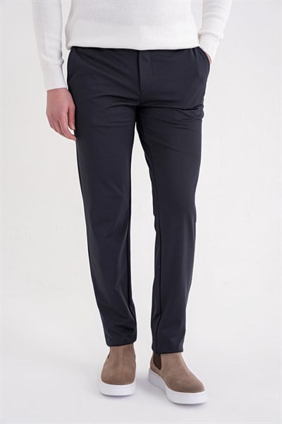 Comfort Fit Rahat Kalıp Yan Cepli Esnek Pamuklu Lacivert Pantolon P 1207