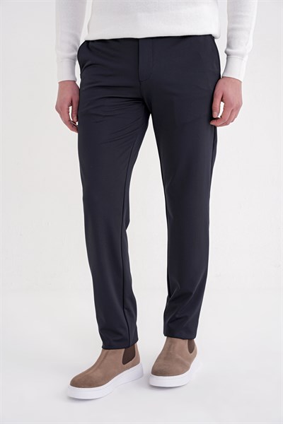 Comfort Fit Rahat Kalıp Yan Cepli Esnek Pamuklu Lacivert Pantolon P 1207