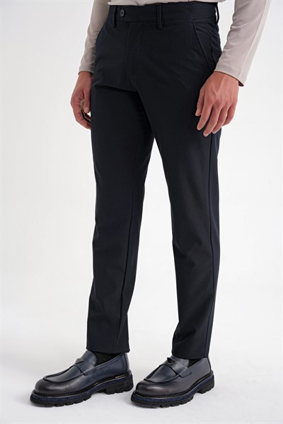 Comfort Fit Rahat Kalıp Yan Cepli Esnek Pamuklu Düz Lacivert Pantolon P 1201