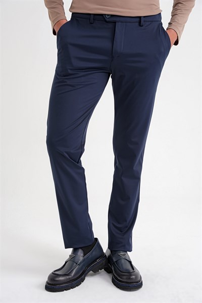 Comfort Fit Rahat Kalıp Yan Cepli Esnek Pamuklu Lacivert Pantolon P 1203 