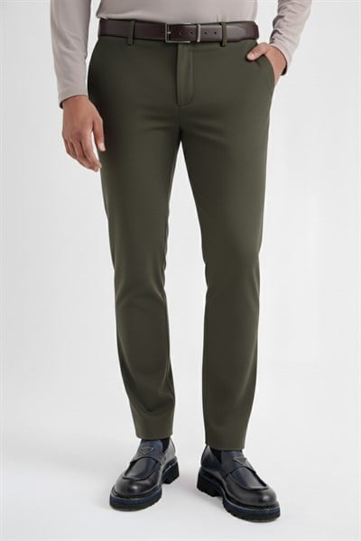 Comfort Fit Rahat Kalıp Yan Cepli Esnek Pamuklu Haki Pantolon P 1207